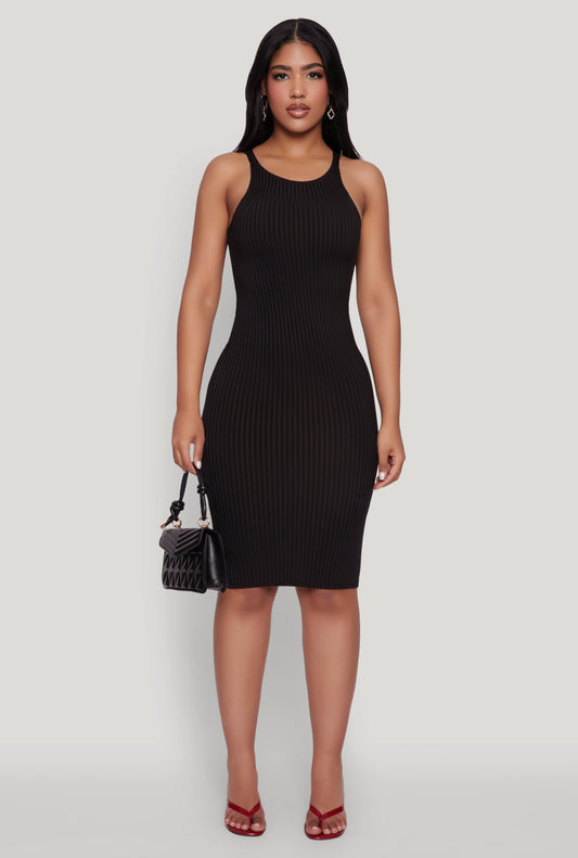 Ribbed Knit Midi Tank Dress