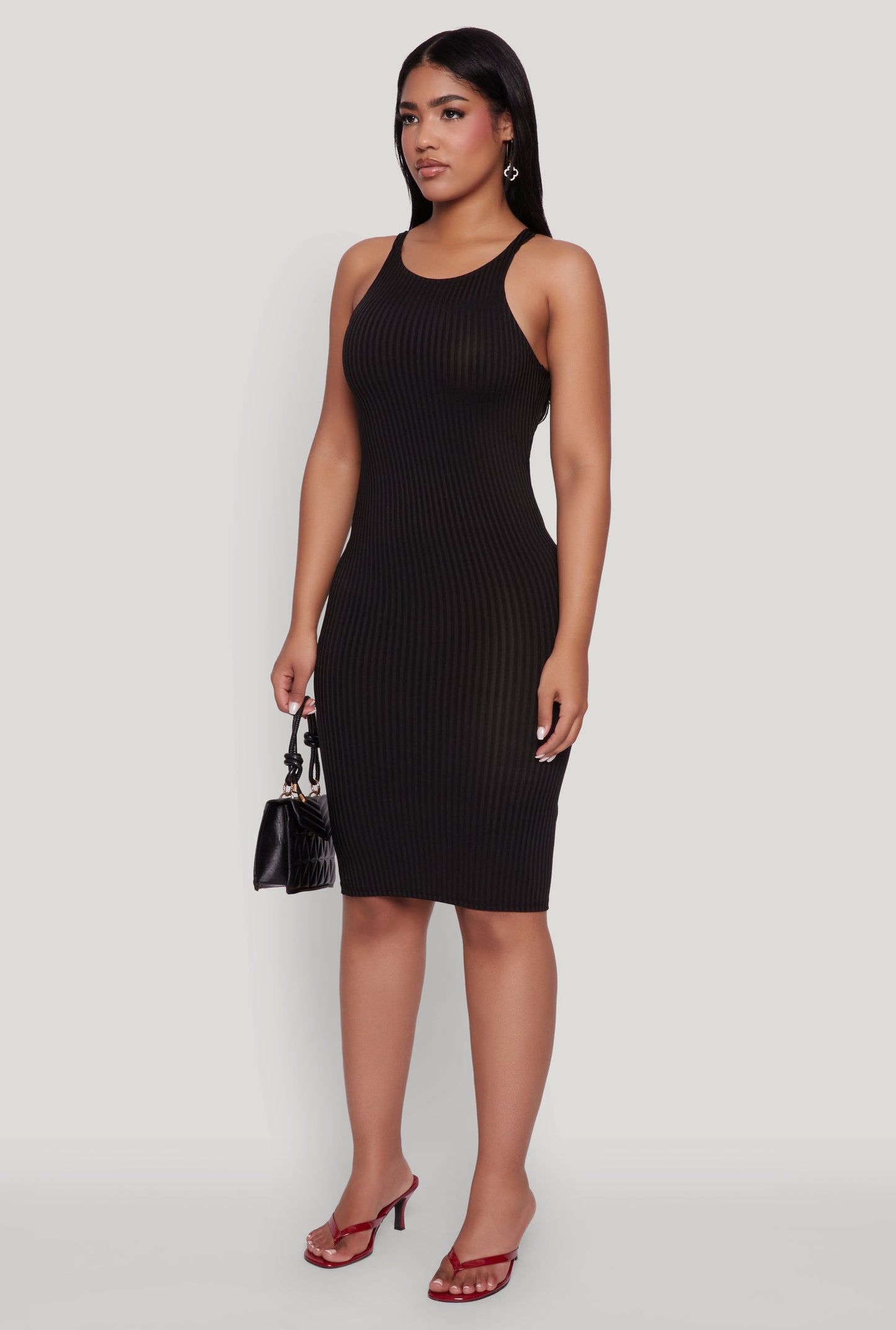 Ribbed Knit Midi Tank Dress