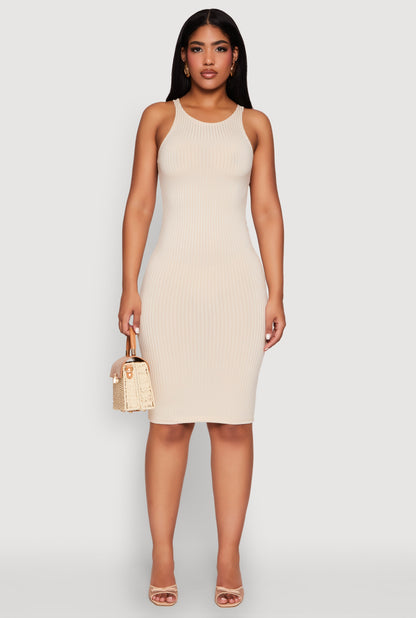 Ribbed Knit Midi Tank Dress