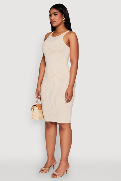Ribbed Knit Midi Tank Dress