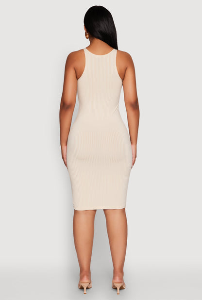 Ribbed Knit Midi Tank Dress