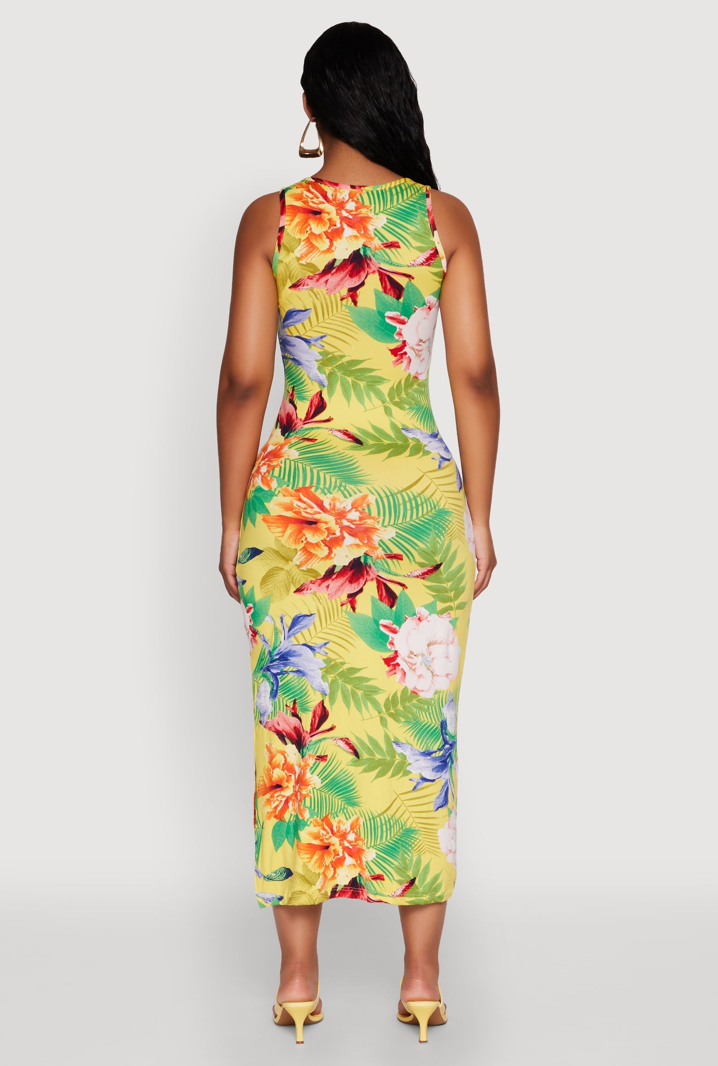 Tropical Floral Print Tank Maxi Dress