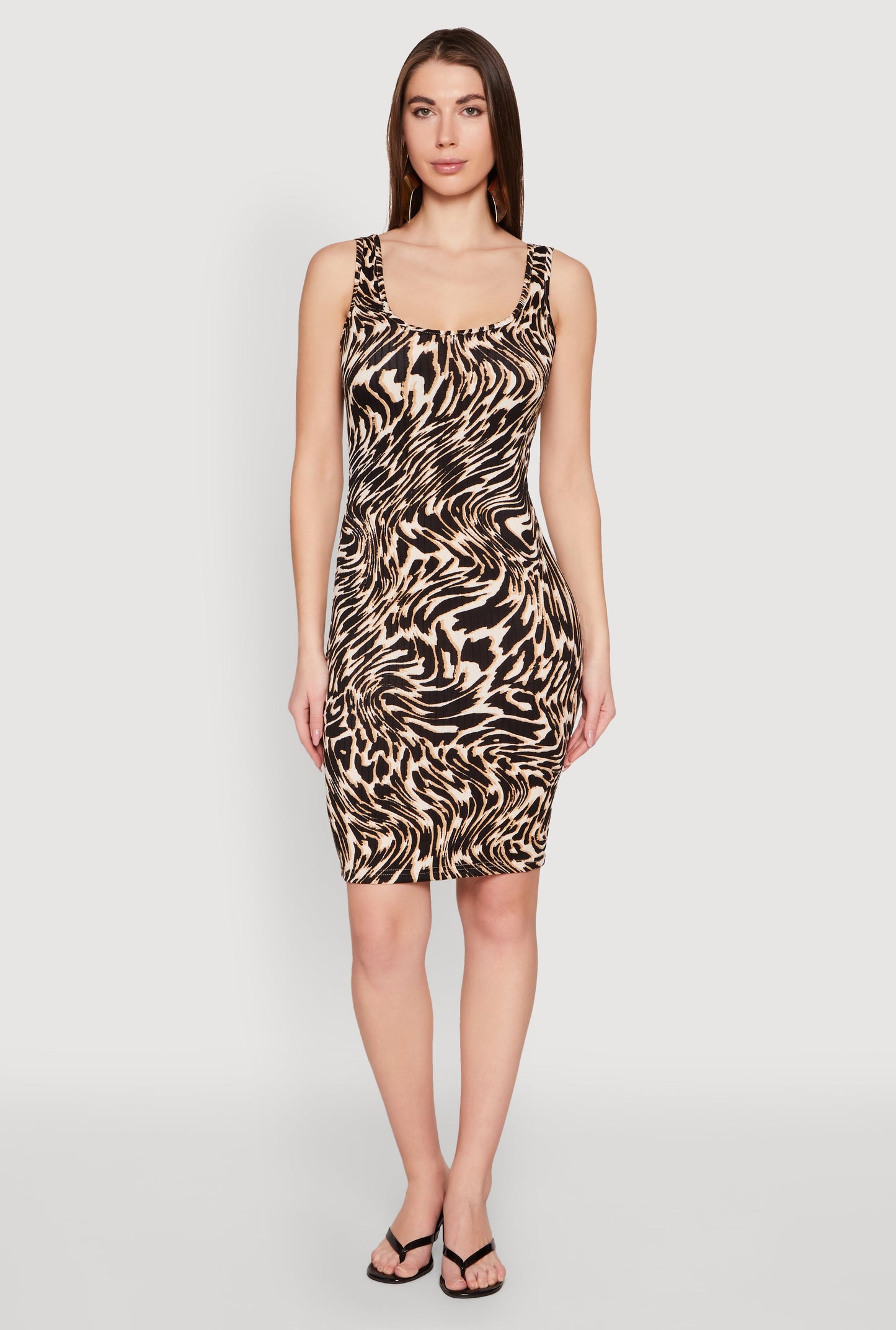 Patterned Scoop Neck Tank Dress