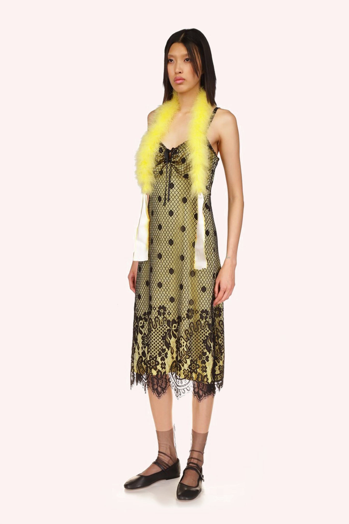 Washed Satin With Lace Dress
