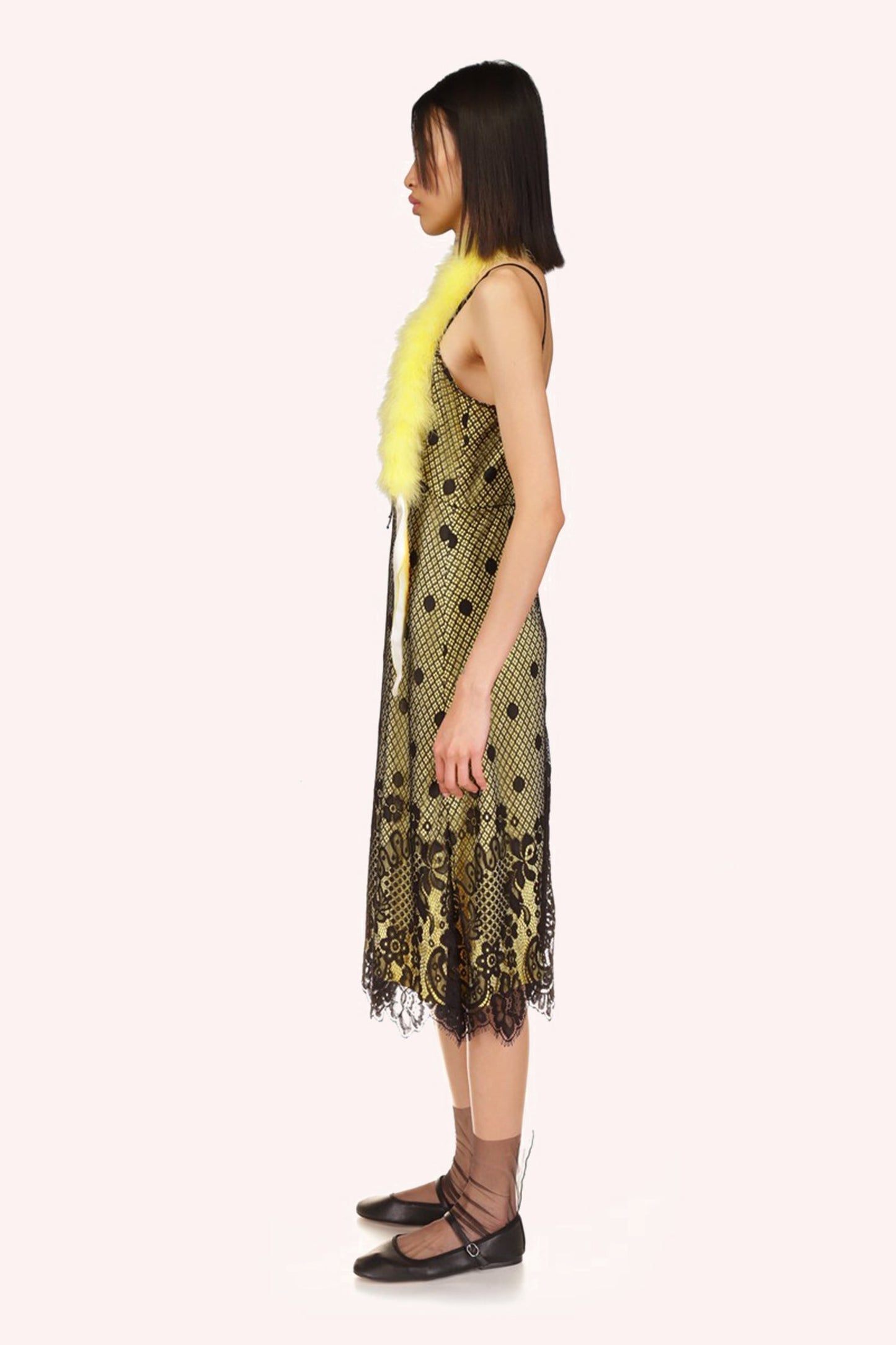 Washed Satin With Lace Dress