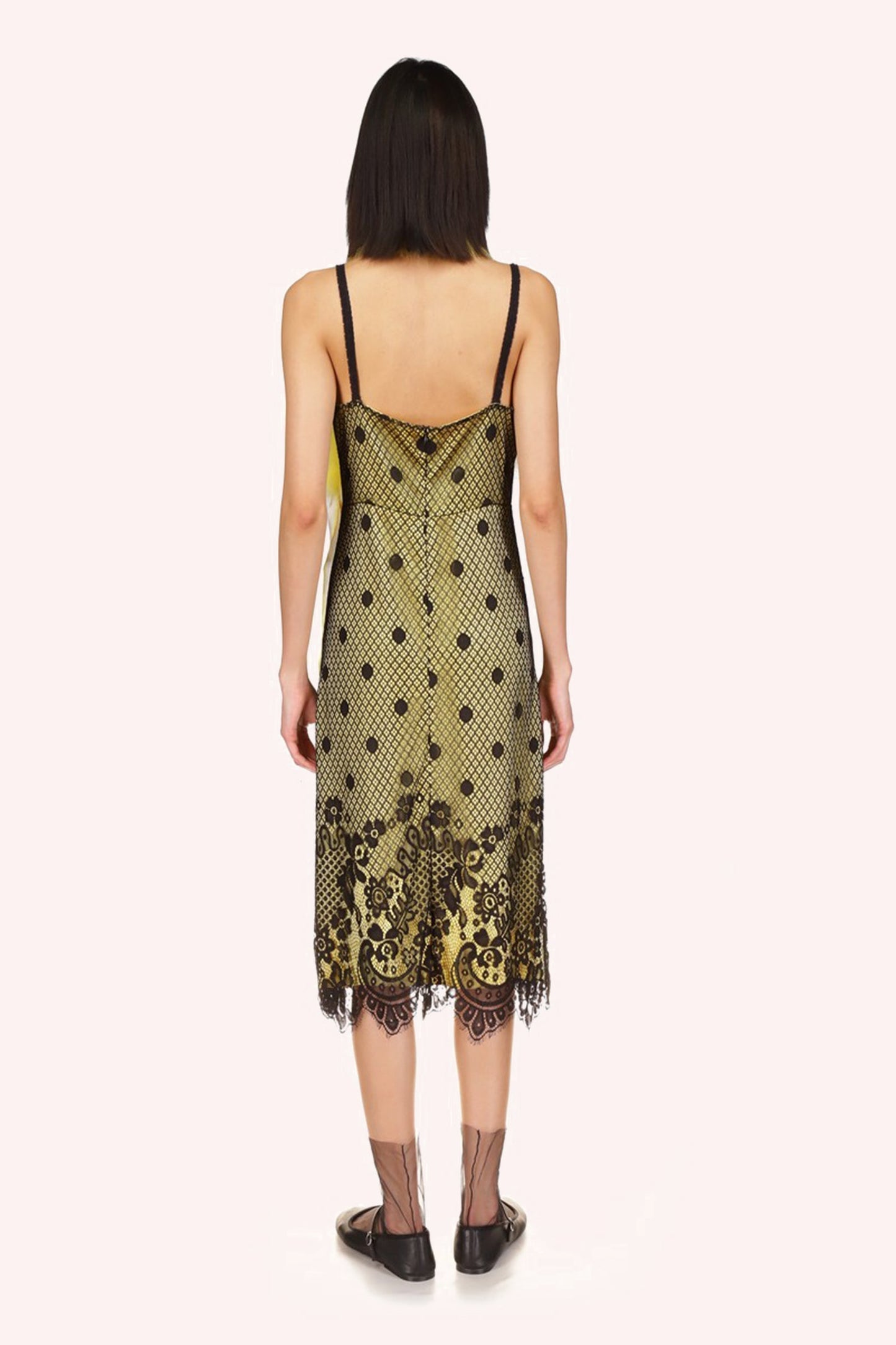 Washed Satin With Lace Dress