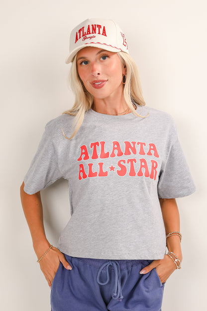 Heather Grey Atlanta All-Star Bubble Letter Cropped Tee