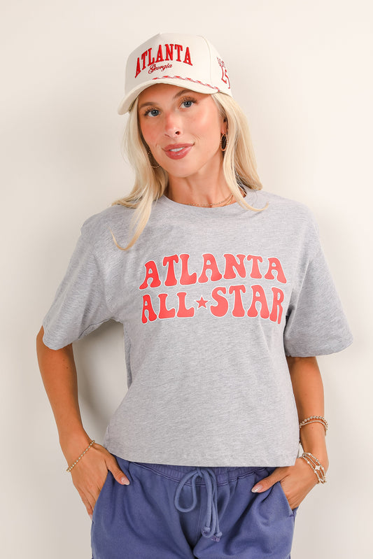 Heather Grey Atlanta All-Star Bubble Letter Cropped Tee