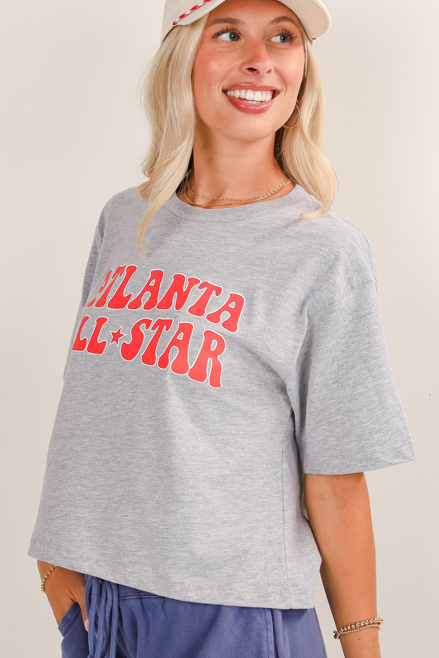 Heather Grey Atlanta All-Star Bubble Letter Cropped Tee