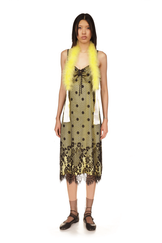 Washed Satin With Lace Dress